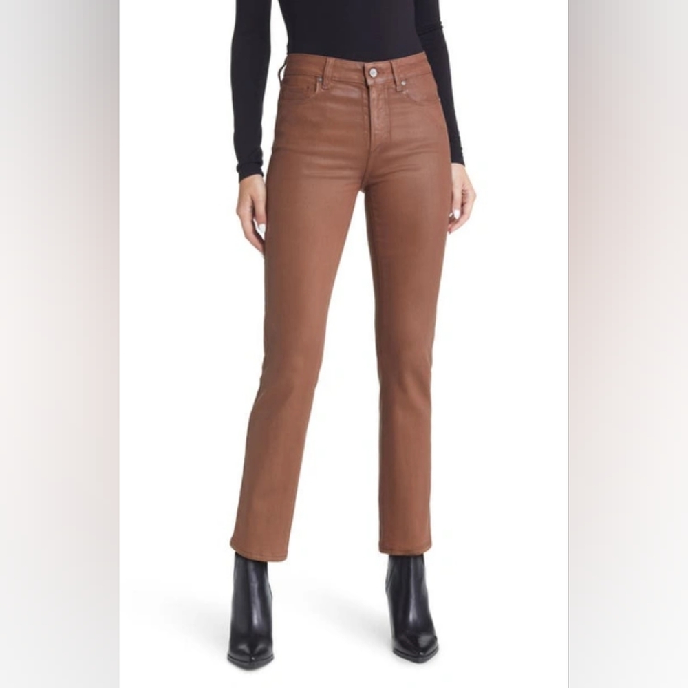 Paige - Cindy High-Waisted Coated Jeans Cognac Luxe - Size 30